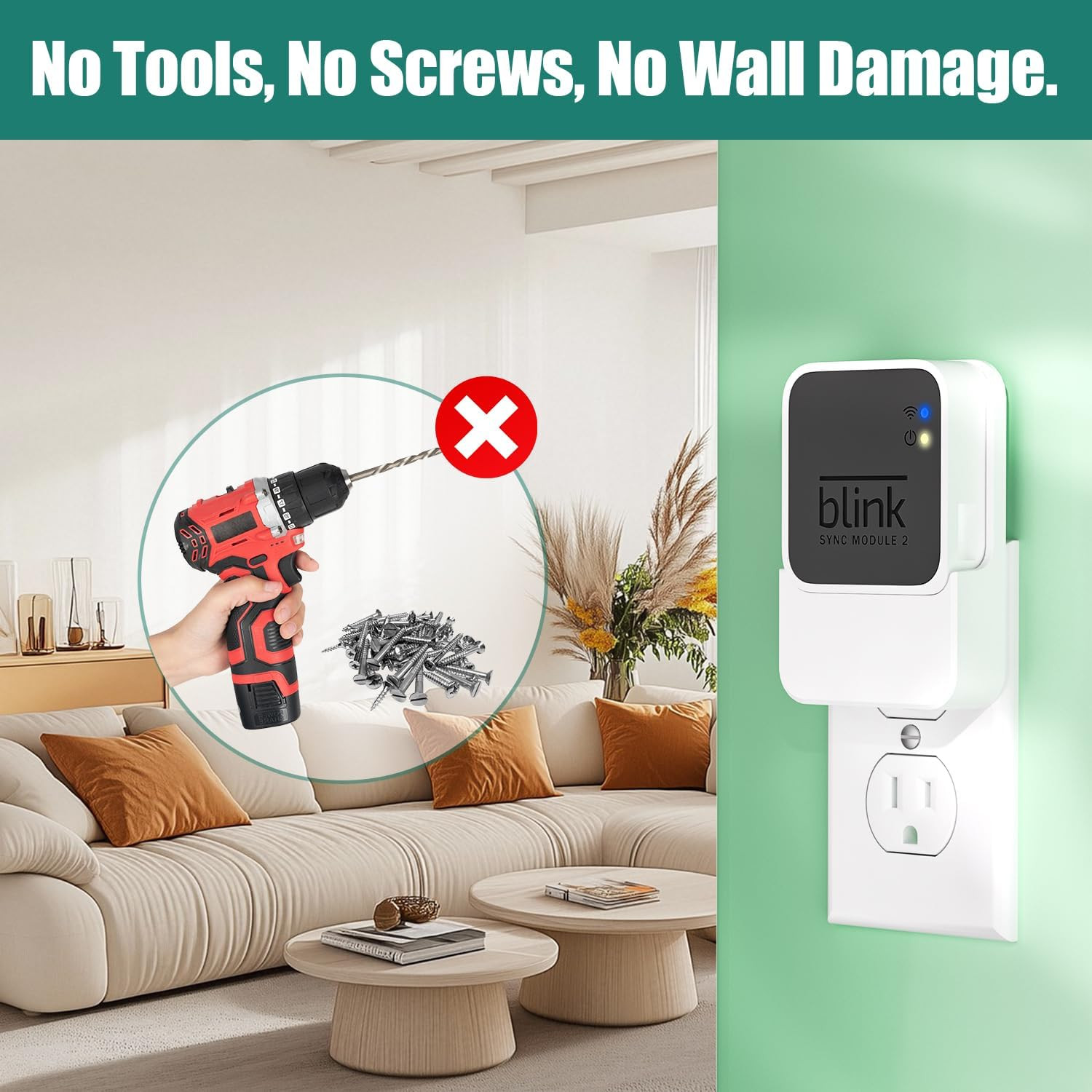 Outlet Wall Mount for Blink Sync Module 2, 2-In-1 Charging Station(Mount & Charg