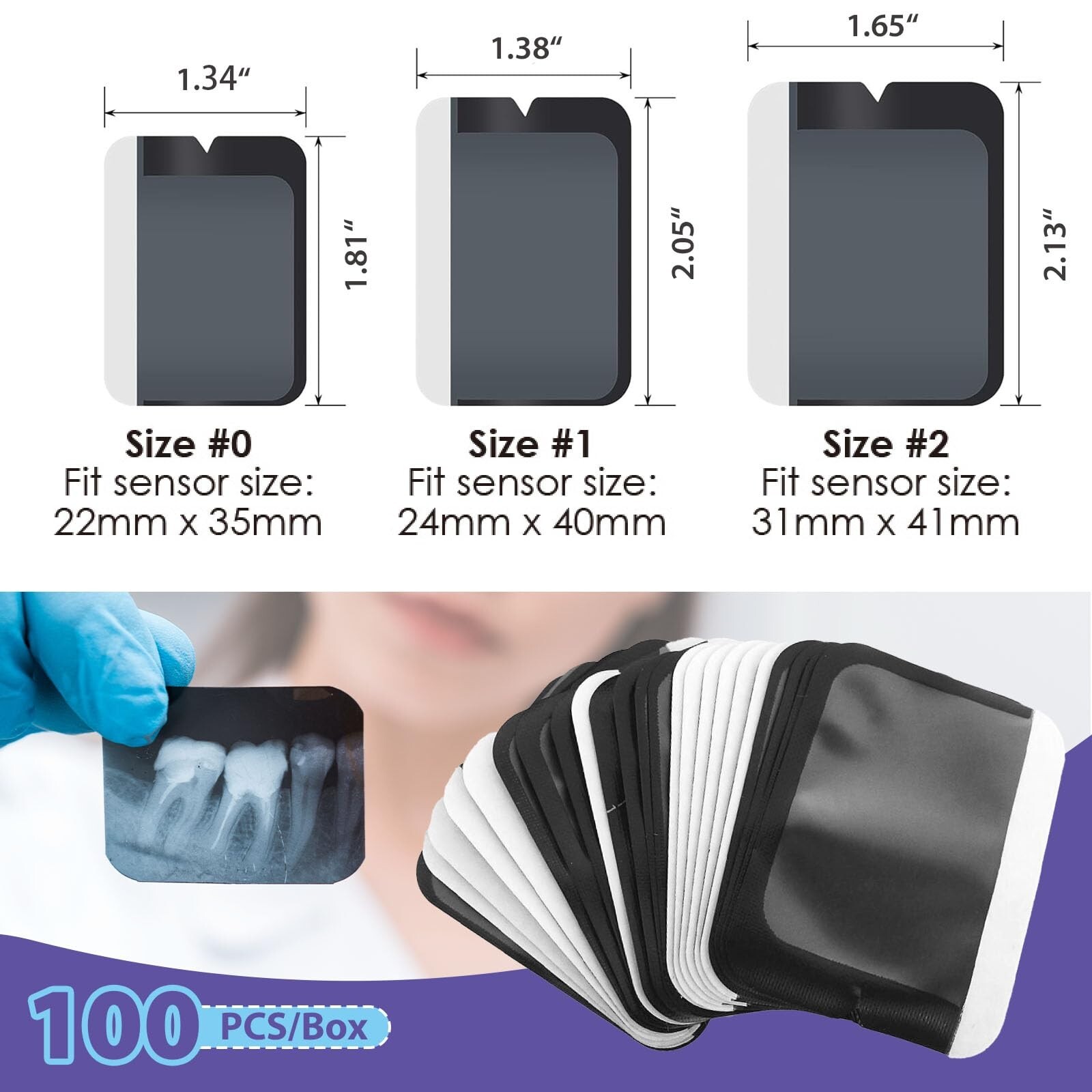 Dental Grade X-Ray Barrier Envelopes Half Side Dental Phosphor Plate Envelope