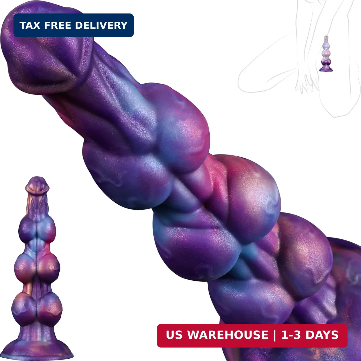 7" Monster Knot Dildo, Fantasy Thick Knotted Silicone Dildo with Strong Suction