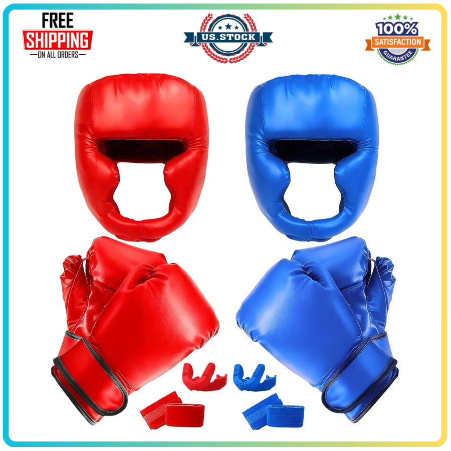 14-Piece Kids Boxing Set with Gloves Headgear Wraps & Mouth Guards
