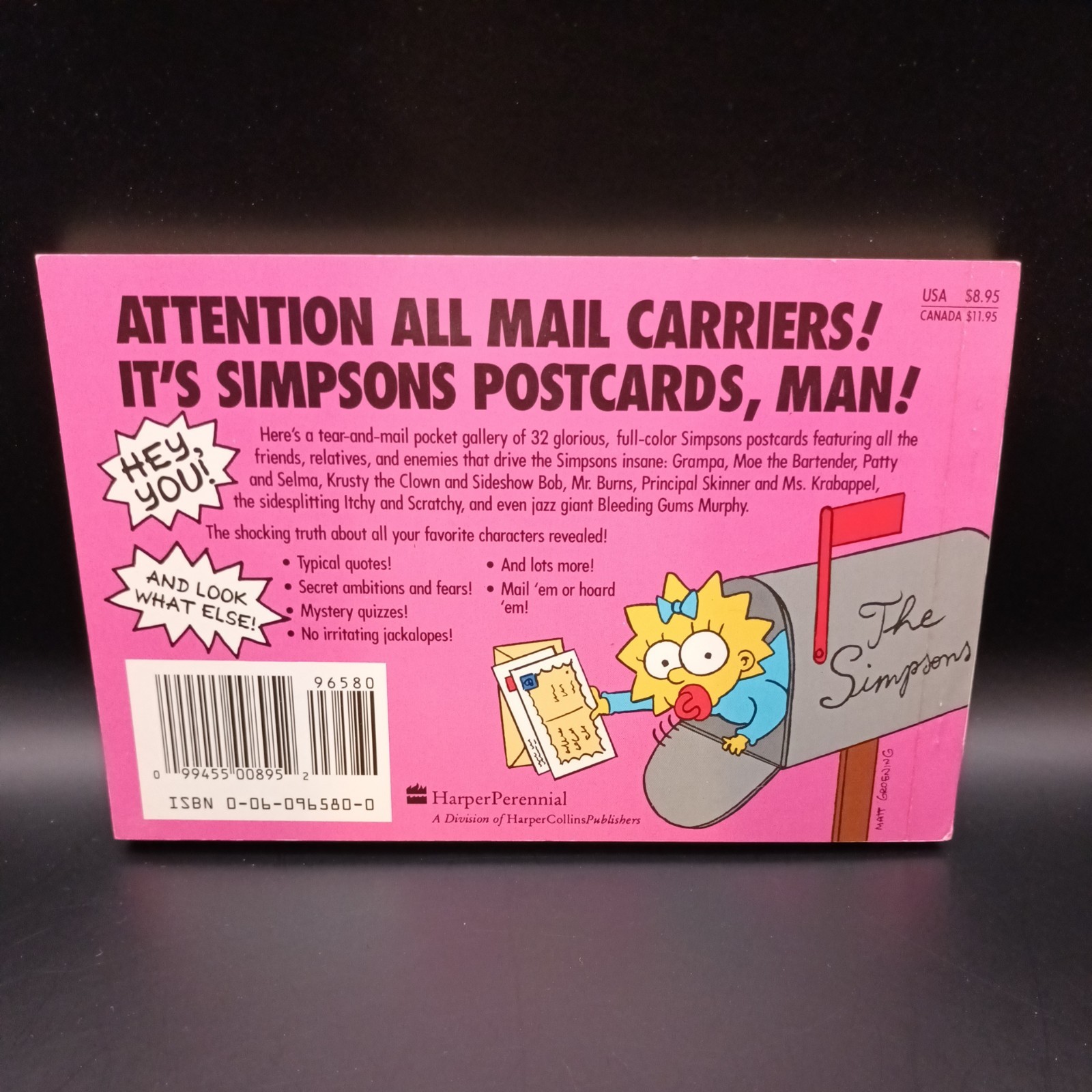 Greetings From The Simpsons 32 Postcards. 1st Print Edition 1990