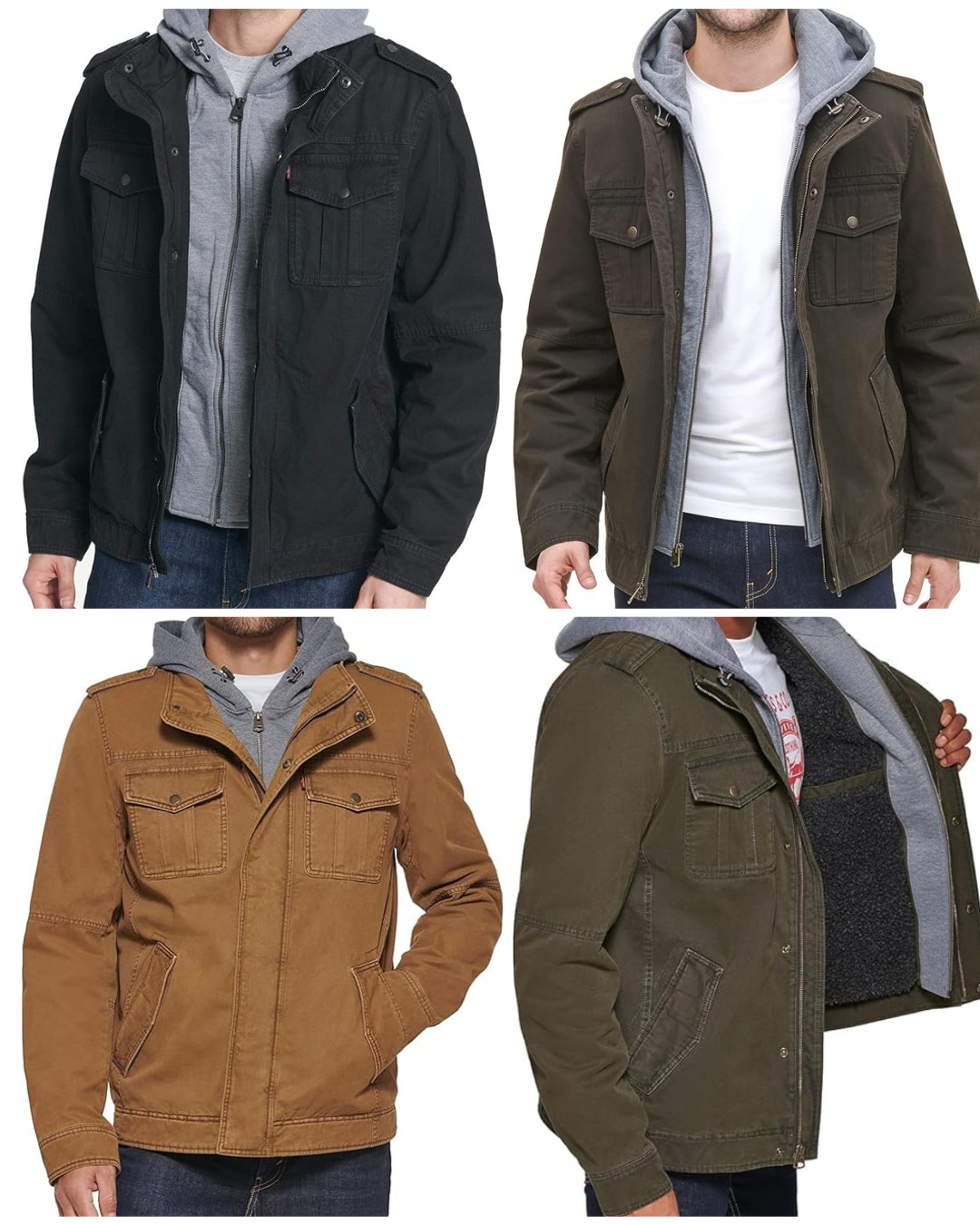 Levi's Men's Washed Cotton Hooded Sherpa Lined Jacket / Choose Size & Color