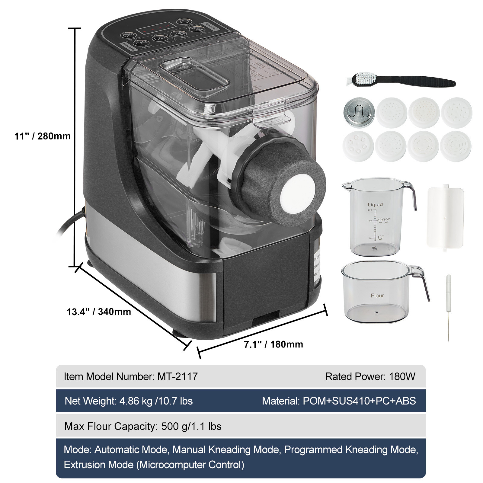 Electric Pasta Maker Automatic Noodle Making Machine with 8 Pasta Shape