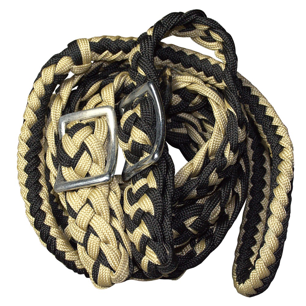 C-E127 1" X 8Ft Hilason Braided Poly Barrel Reins Horse Racing Flat Grip Knots
