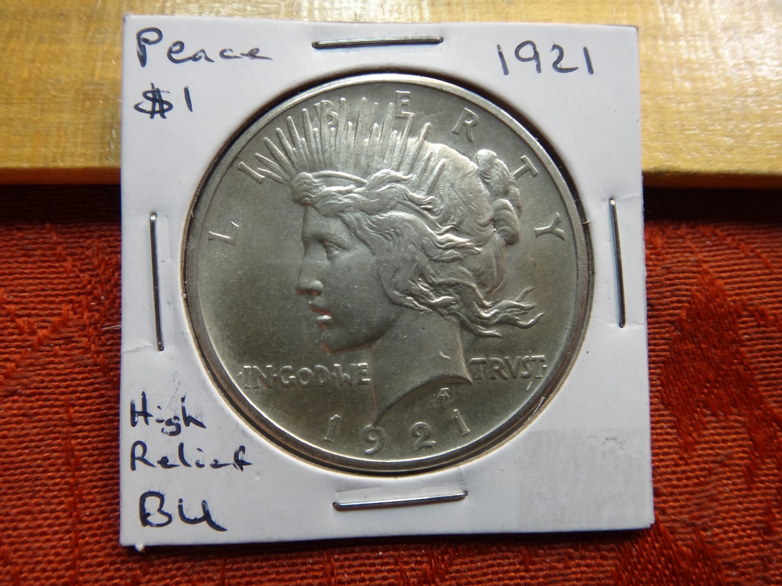 1921 High Relief United States 90% Silver Peace Dollar $1 - Free S&H USA