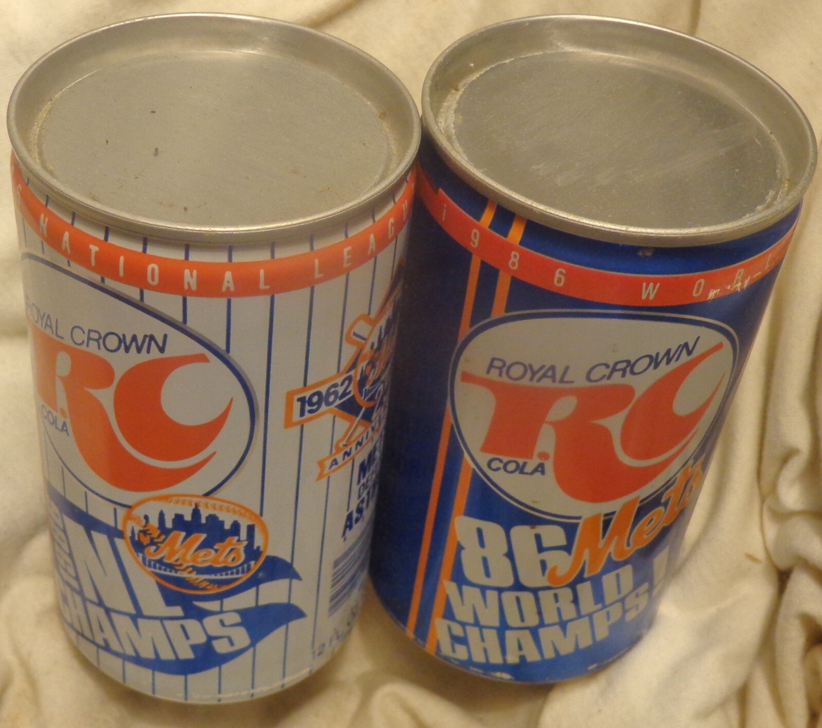 1986 RC Cola Mets Cans - World Series - NL Champs - Retro Flat Tops Promo - RARE