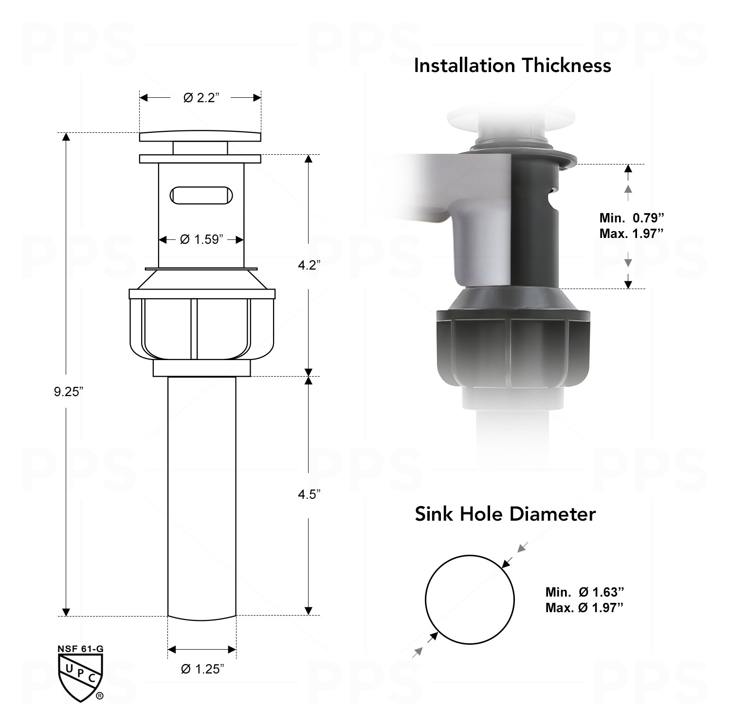 Bathroom Sink Pop-Up Drain Assembly with Overflow for vanity, Chrome