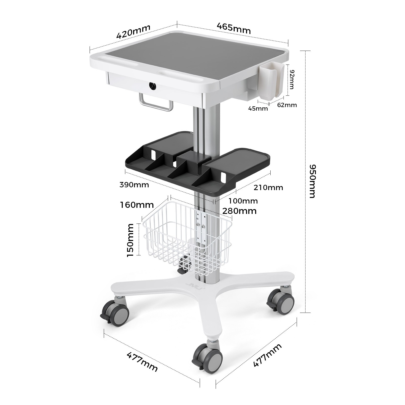JMU Dental Multi-Function Trolley Cart Mobile Cart Standard Maximum Load