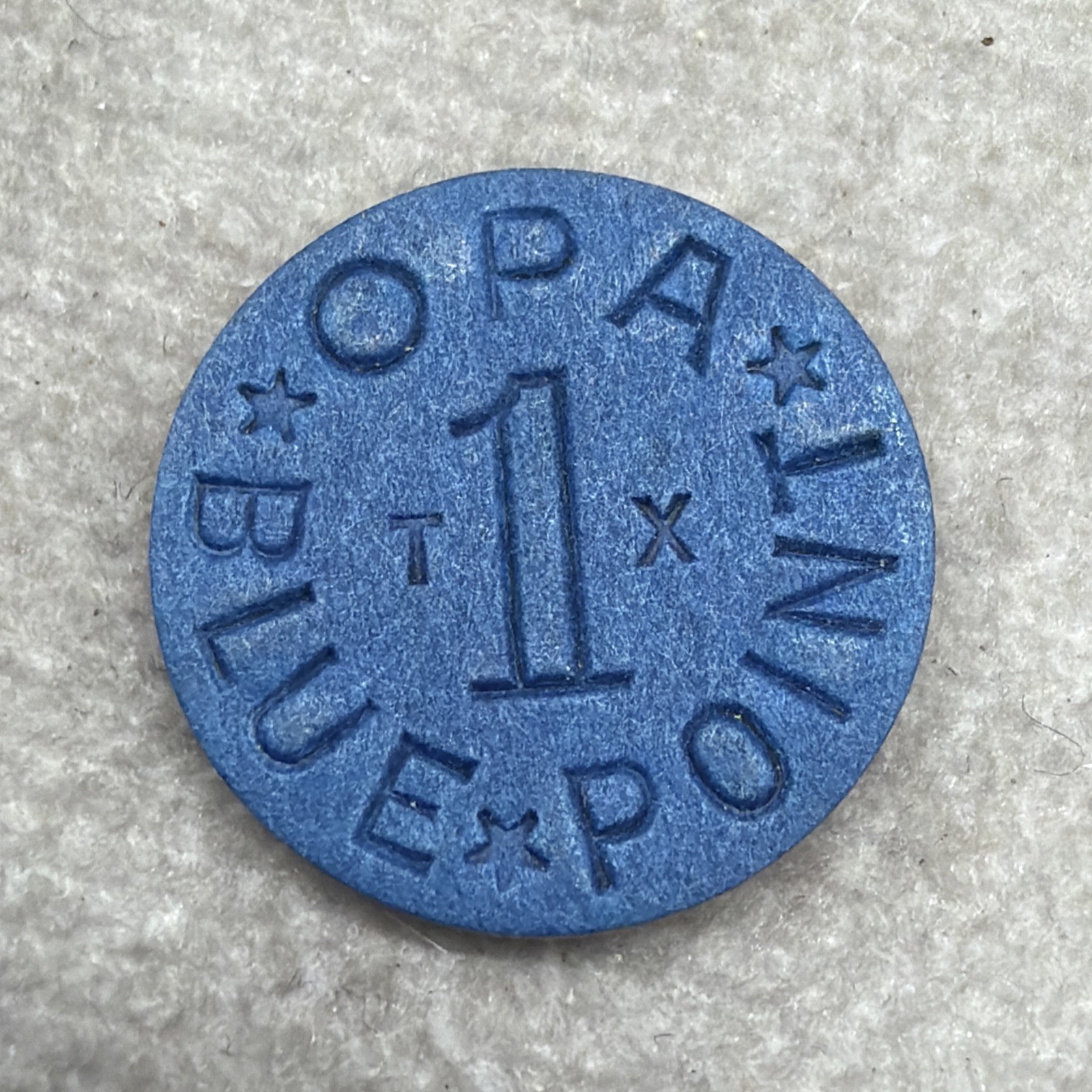 OPA TX Blue Ration Token 1940’s US Wartime Collectible War Coin WWII Vintage T-X