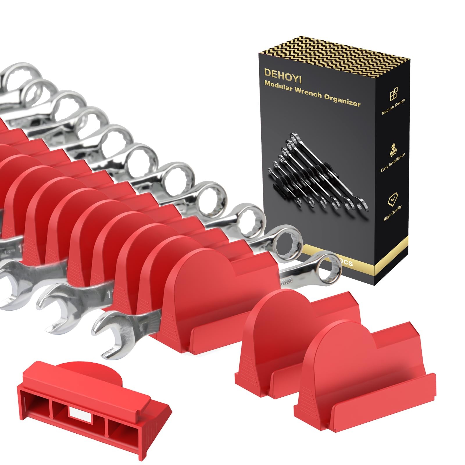DEHOYI 48 pcs Magnetic Modular Wrench Organizers for Tool Drawers - Red