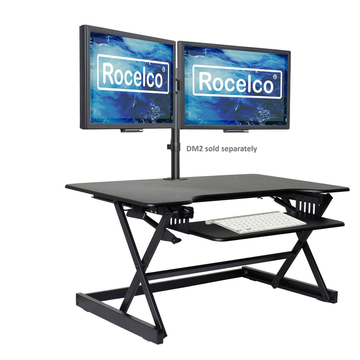 Rocelco 40" Large Height Adjustable Standing Desk Converter - Quick Sit Stand Up