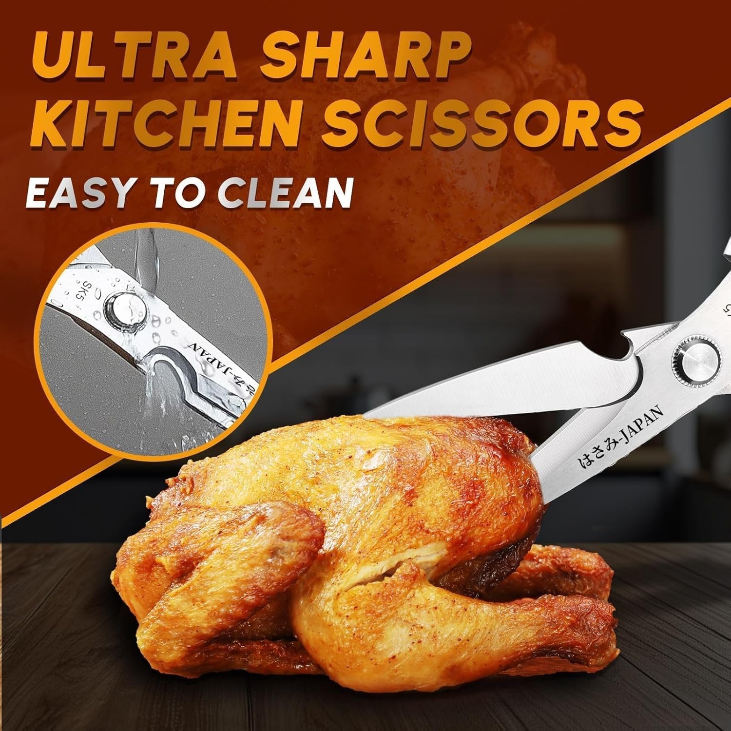 Kitchen Scissors Set Silver - Stainless Steel Kitchen Shear, Sharp Meat Sciss...