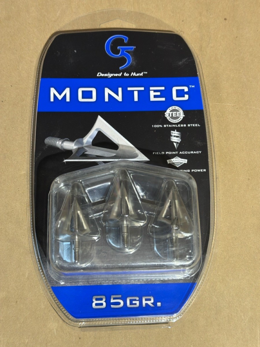 MONTEC ,G5, 85 GRAIN , SOLID HEAD, FIXED BLADE WITH A 1 INCH CUTTING (B33001373)