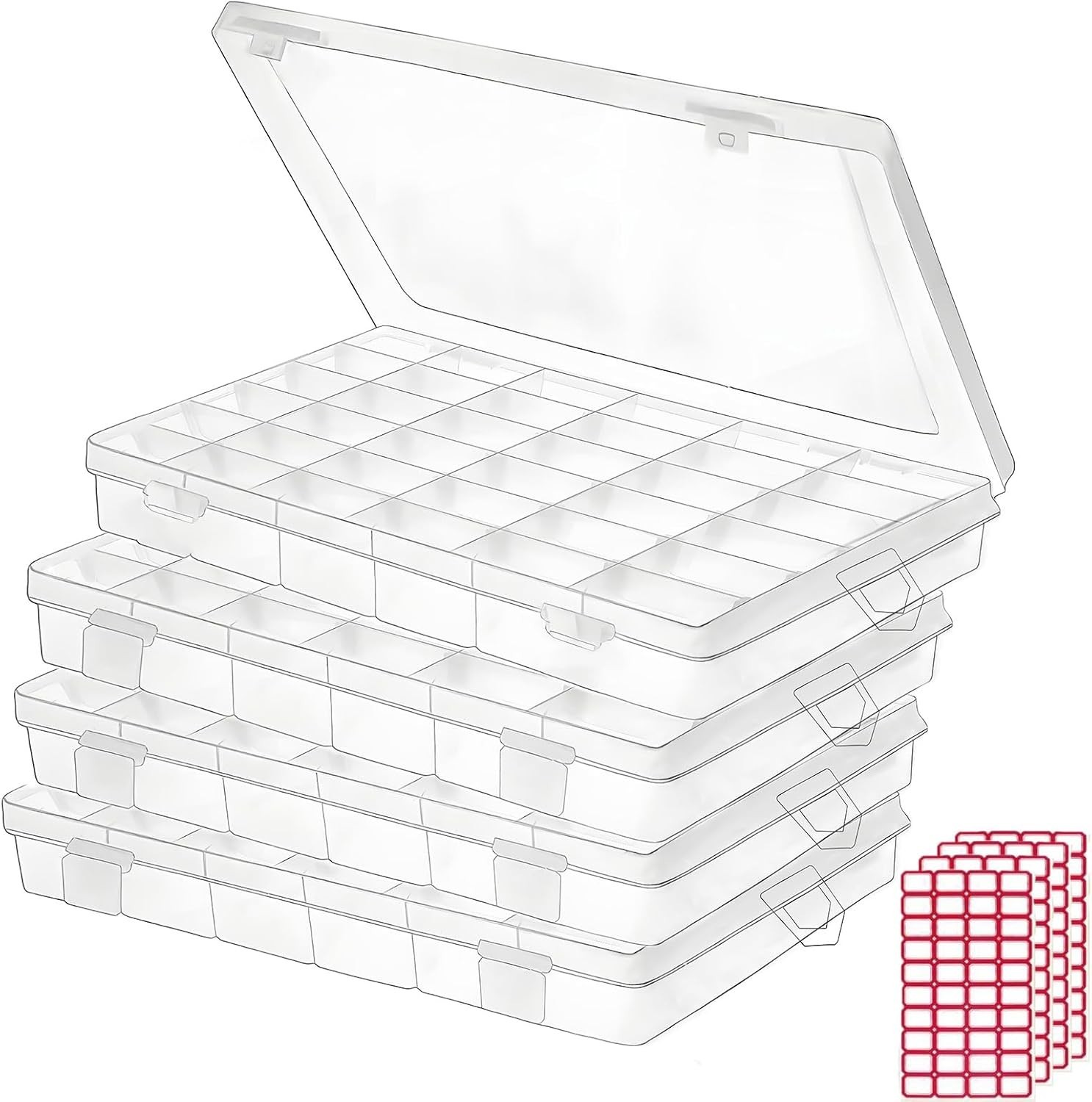 4 Cajas Organizadoras 36 Compartimentos para Cuentas Joyas y Tornillos