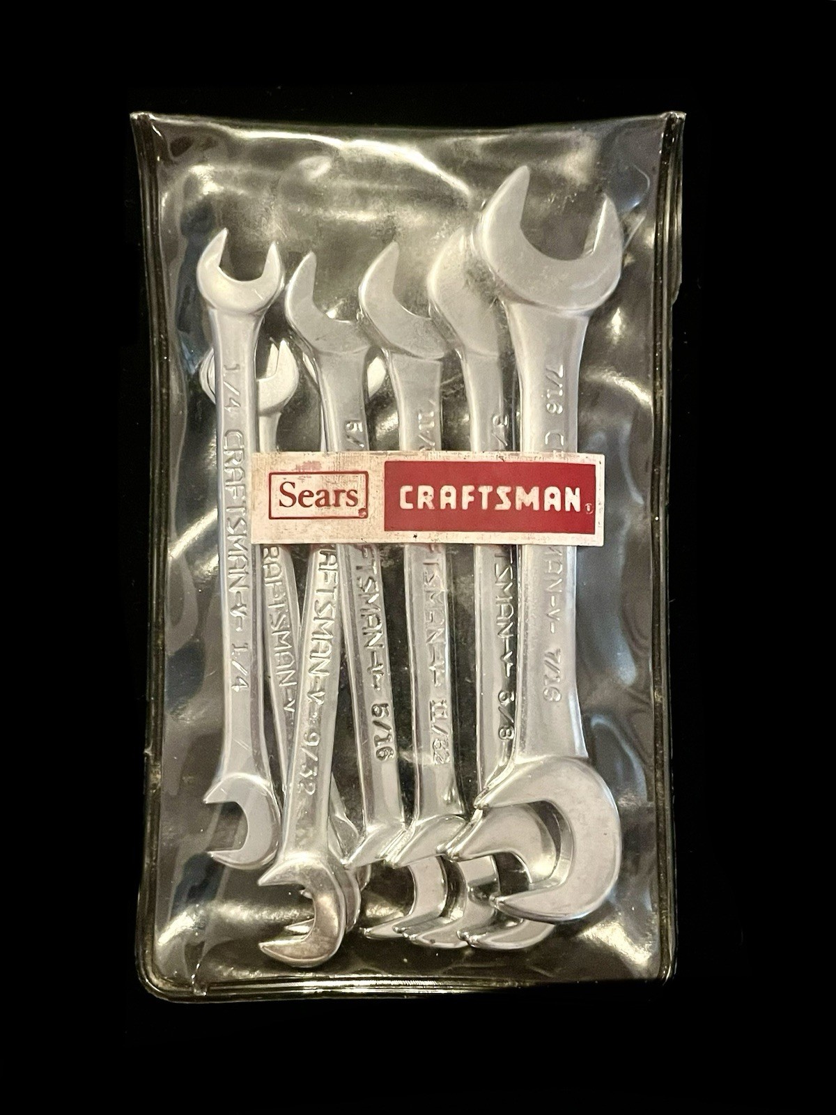 SEARS CRAFTSMAN 9 4306 “SUPER-TUFF” STEEL  8-PC OPEN END IGNITION WRENCH SET