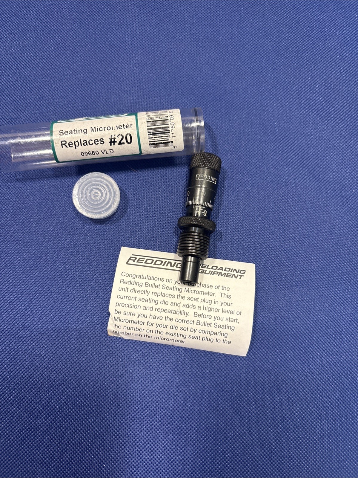 Redding 1” Metric Bullet Seating Micrometer VLD  #20 Seat Plug Series Z 09680