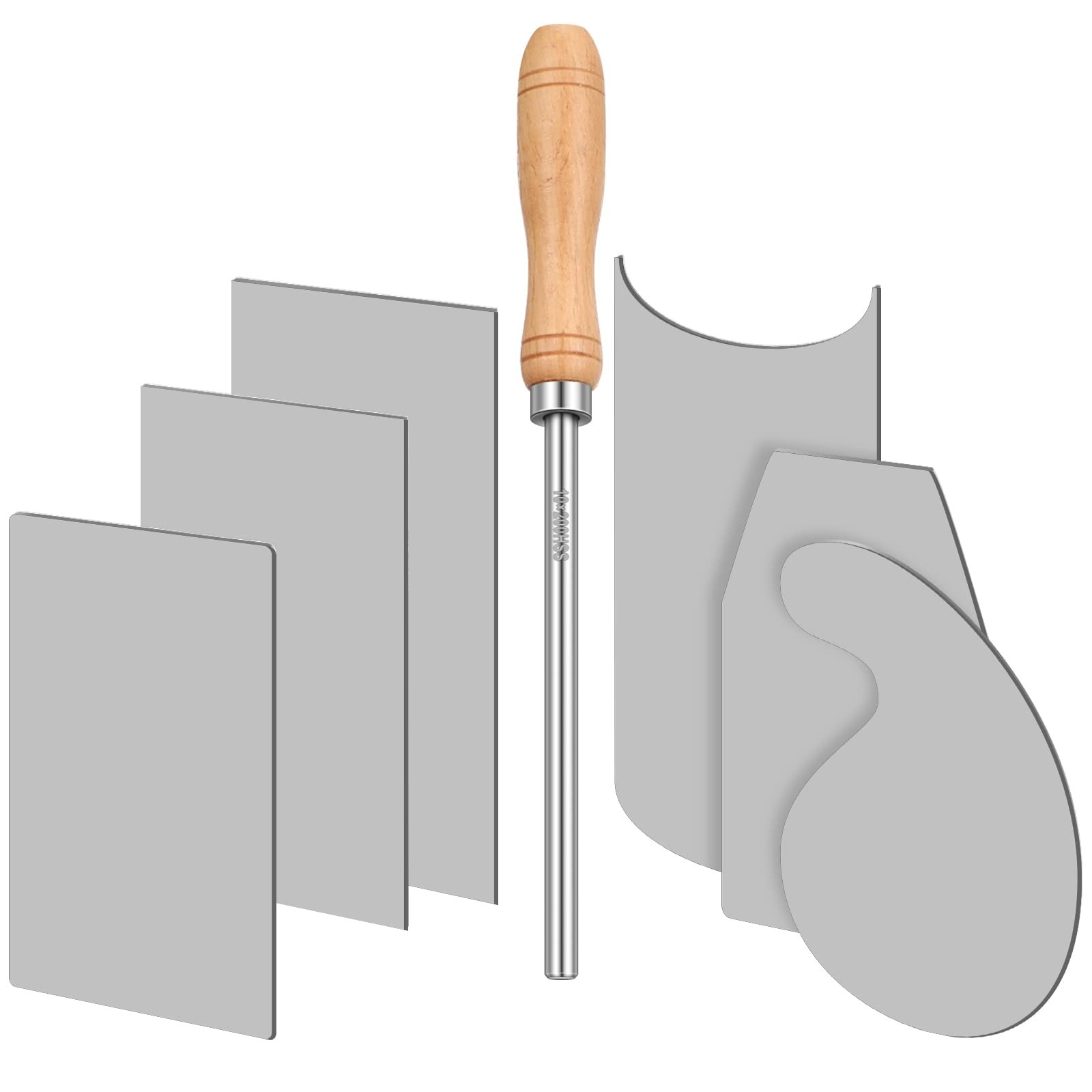 Therwen Card Scraper Burnisher and 6 Pcs Cabinet Set for Silver