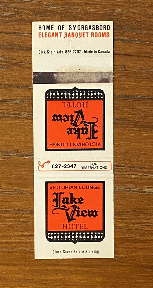Vintage Lake View Hotel Matchbook Cover Ad! a02004
