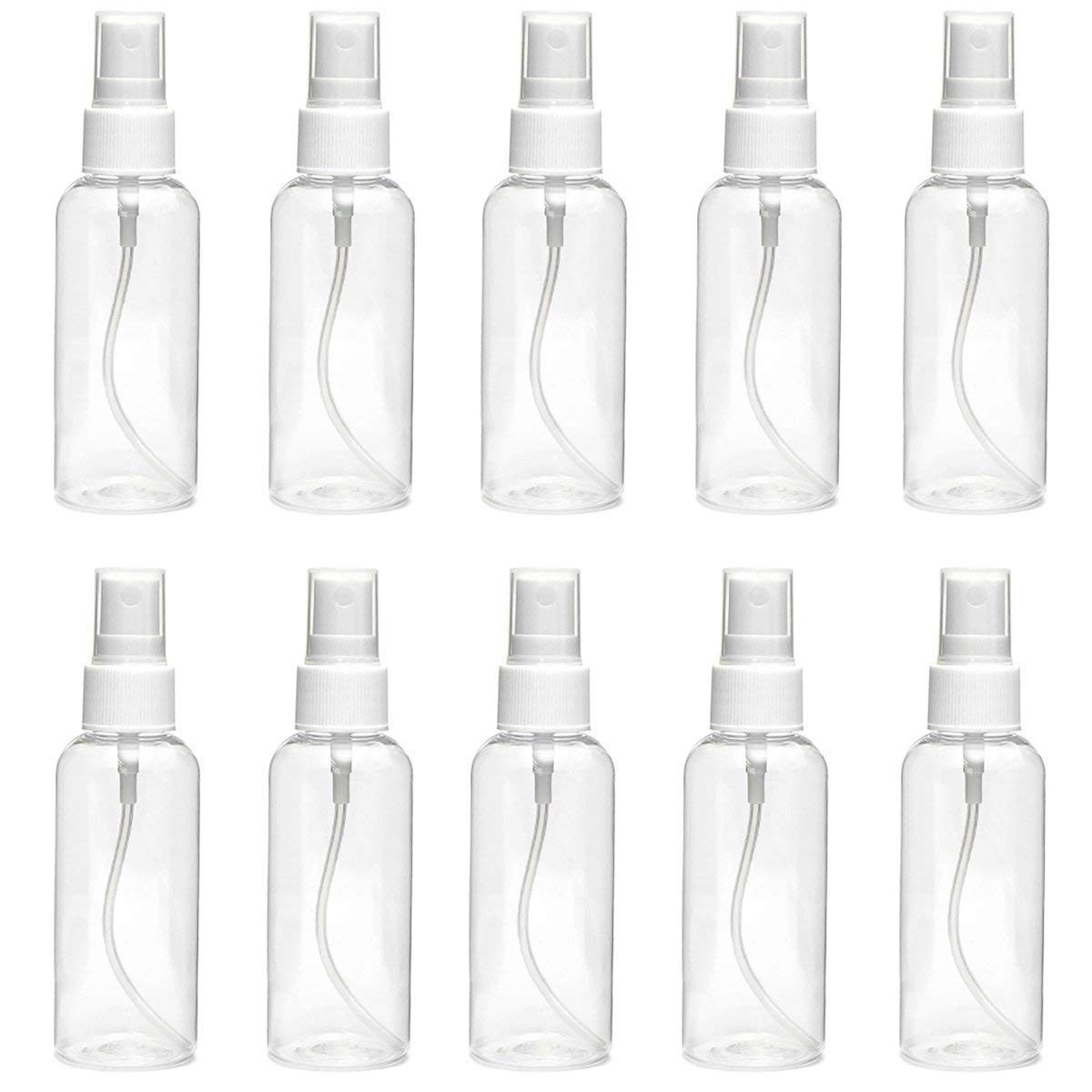 DayCount® Pack of 10 Spray Bottle, Empty Plastic Clear Small Portable Travel ...