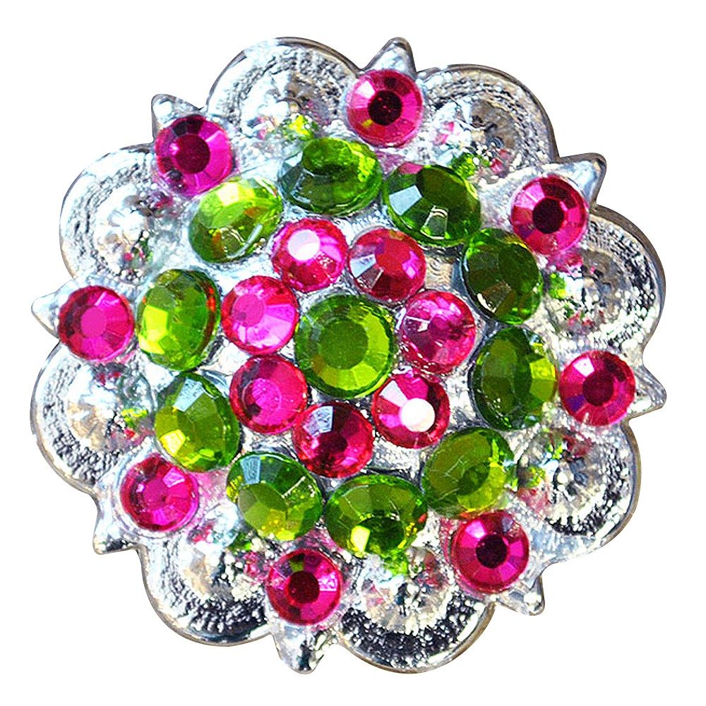 HILASON Set of 2 Crystal Berry Concho Rhinestone Tack Saddle Peridot Green and