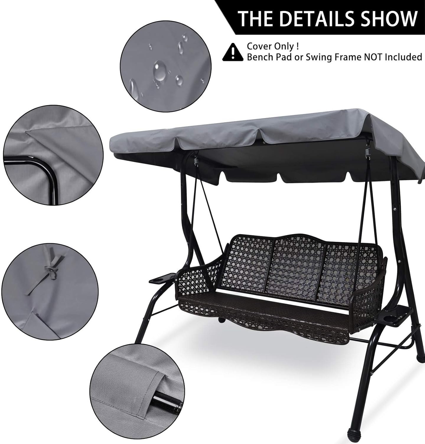 Swing Chair Canopy ,3 Seat Outdoor Porch Swing Seat Canopy Cover,waterproo