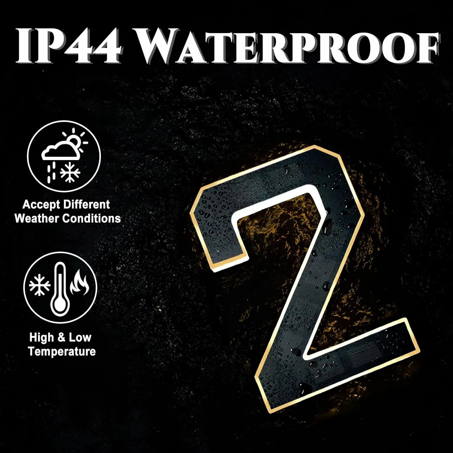 9 Inch Solar Lighted House Numbers for Outside, Light Up Waterproof LED