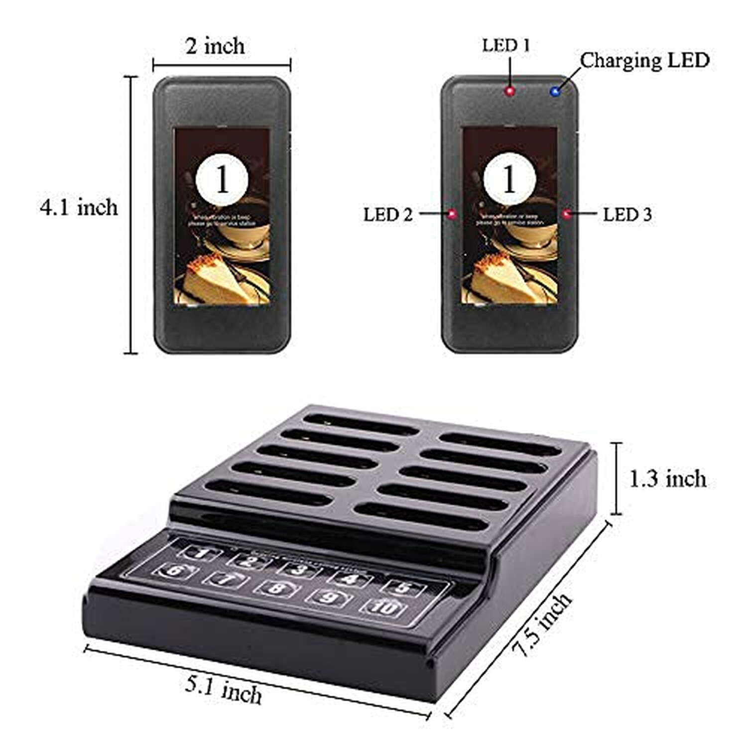 SHIHUI 10 Pager buzzers 1 keypad Queue Number Call Wireless Calling System Qu...