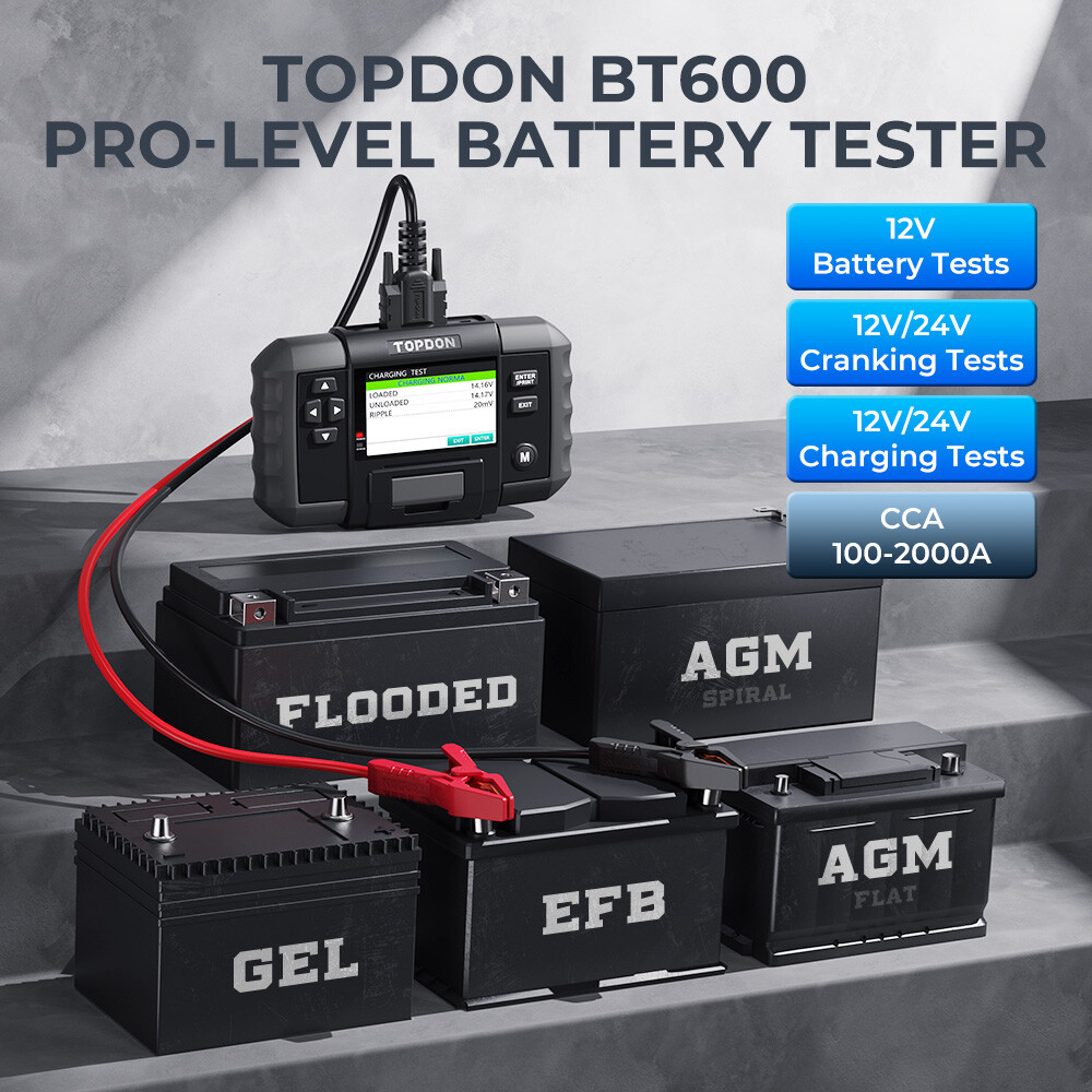 Car Battery Tester Charging Test Load Test With Built-in Printer TOPDON BT600