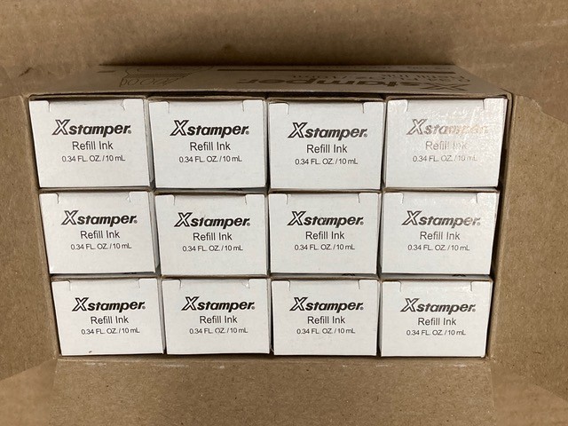 Xstamper Red Refill Ink 12-Pack, 10ml Bottles, For Pre-Inked Stamps