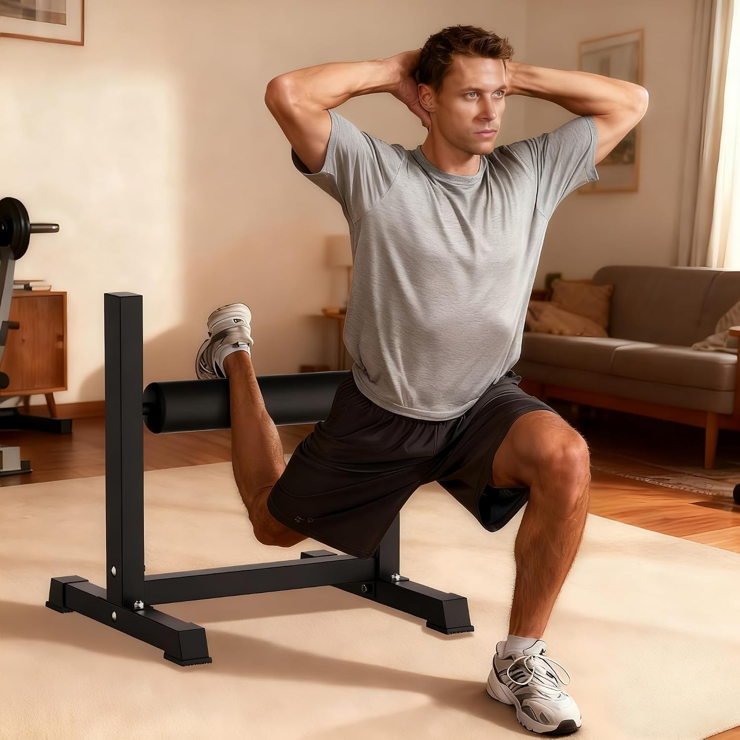 Bulgarian Split Squat Stand 6-Level Adjustable Single Leg Squat Roller 350 LBS