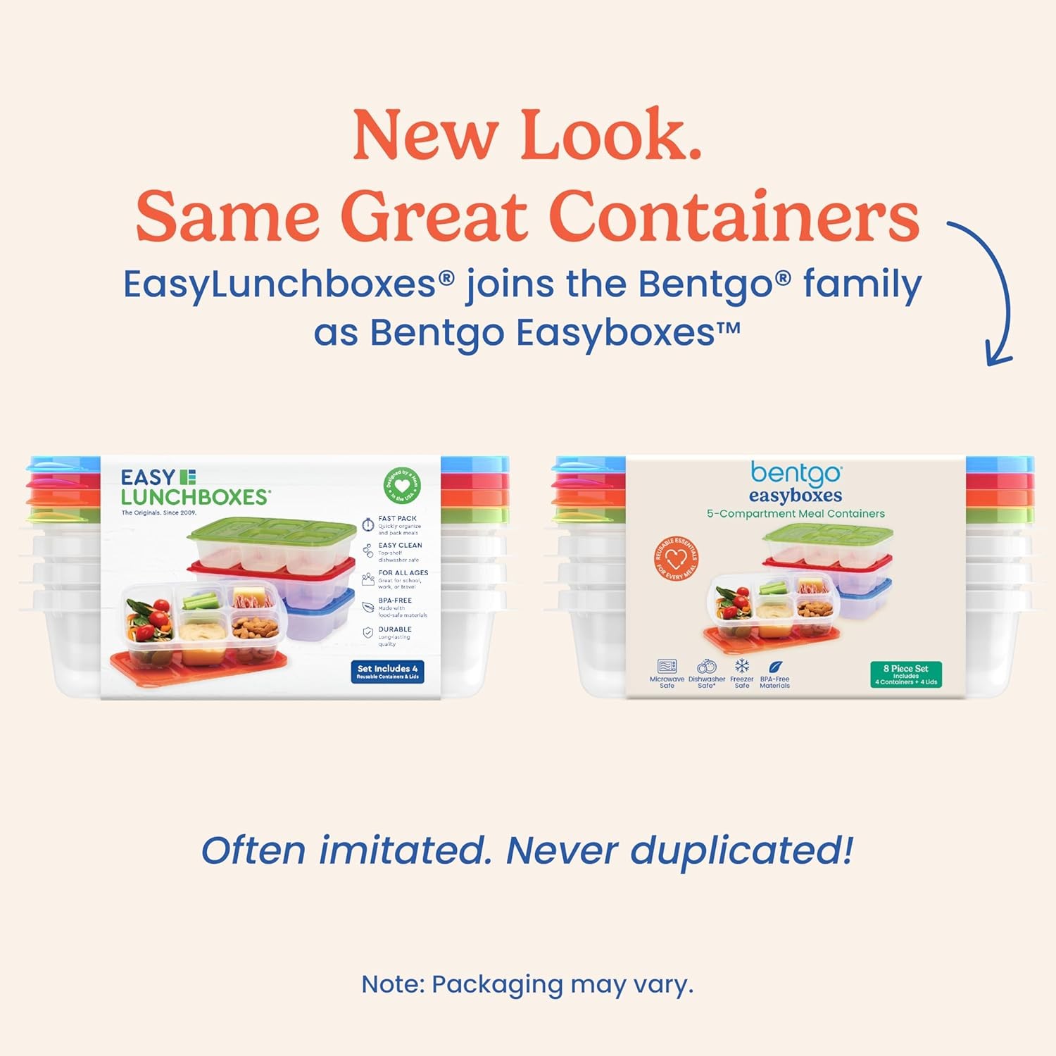 Reusable 5-Compartment Food Containers, Stackable 8-Piece Set, 4 Trays & 4 Lids