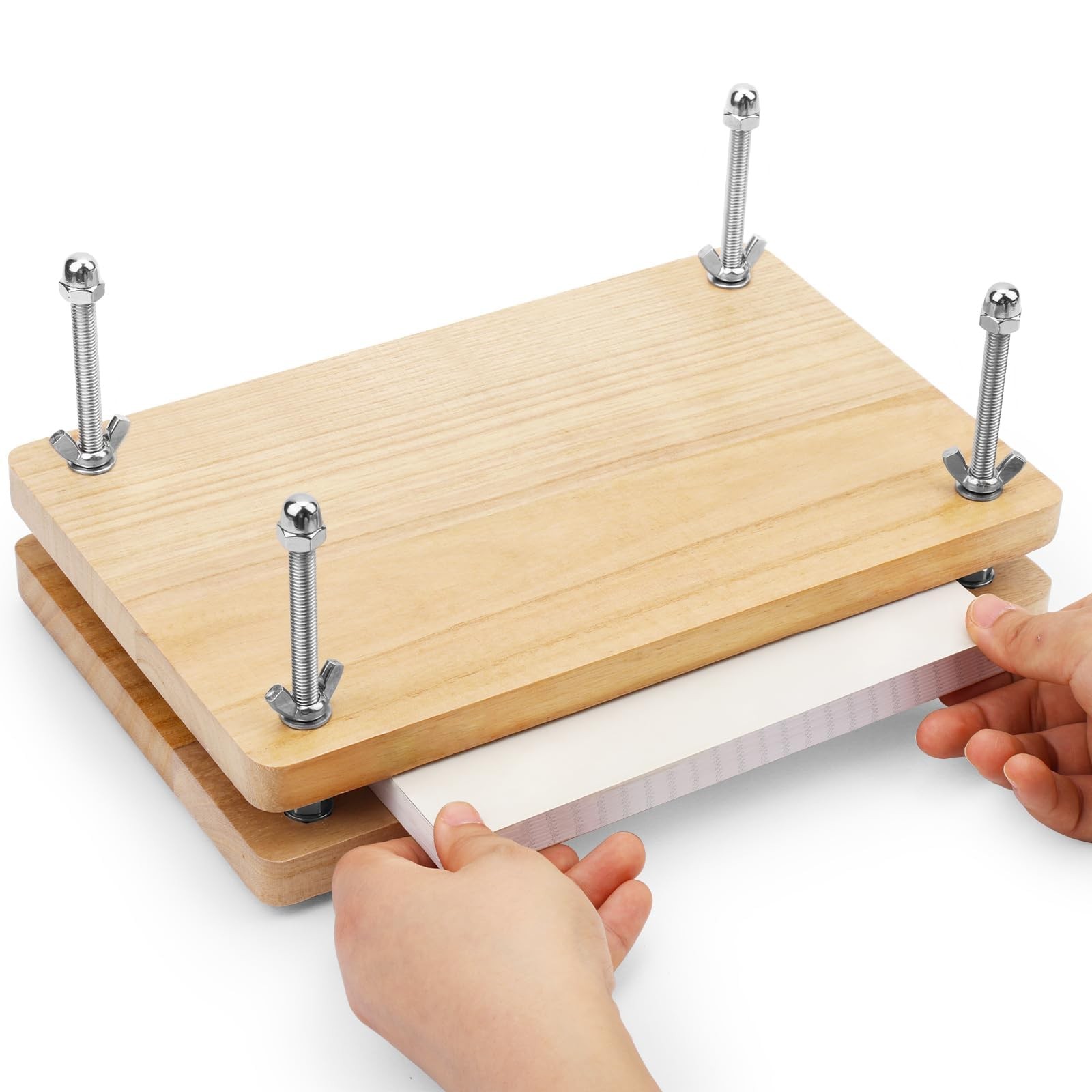 Book Press—7.9”x11.6” Wooden Book Binding Press Bookbinding Kit Portable and ...