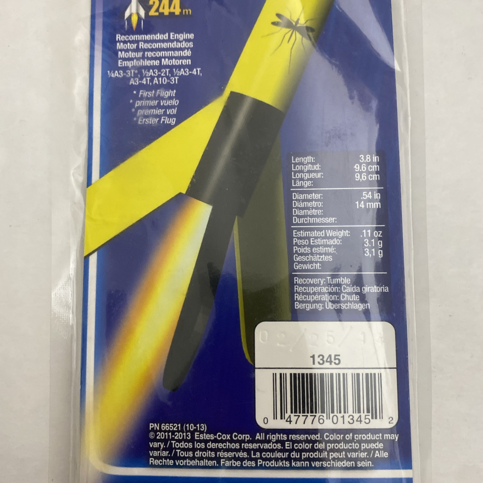 ESTES 1345 MOSQUITO MODEL ROCKET SKILL LEVEL 1 NIP