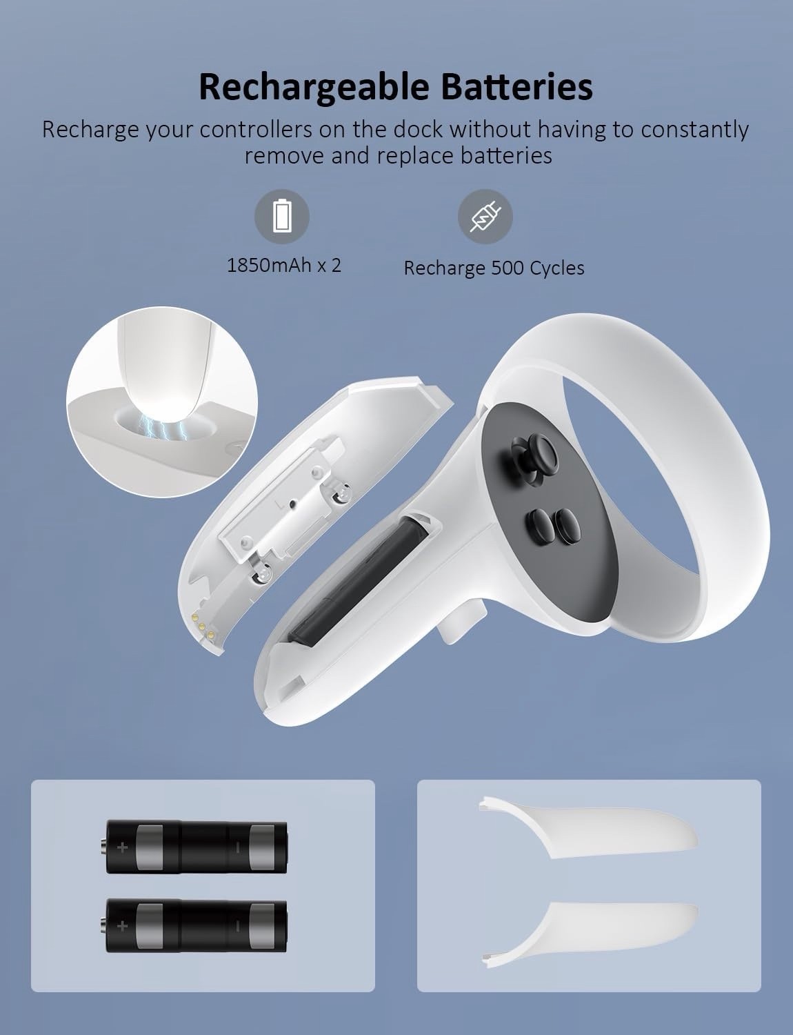 NexiGo S20 Enhanced Charging Dock for Meta Oculus Quest 2 Headset Controller