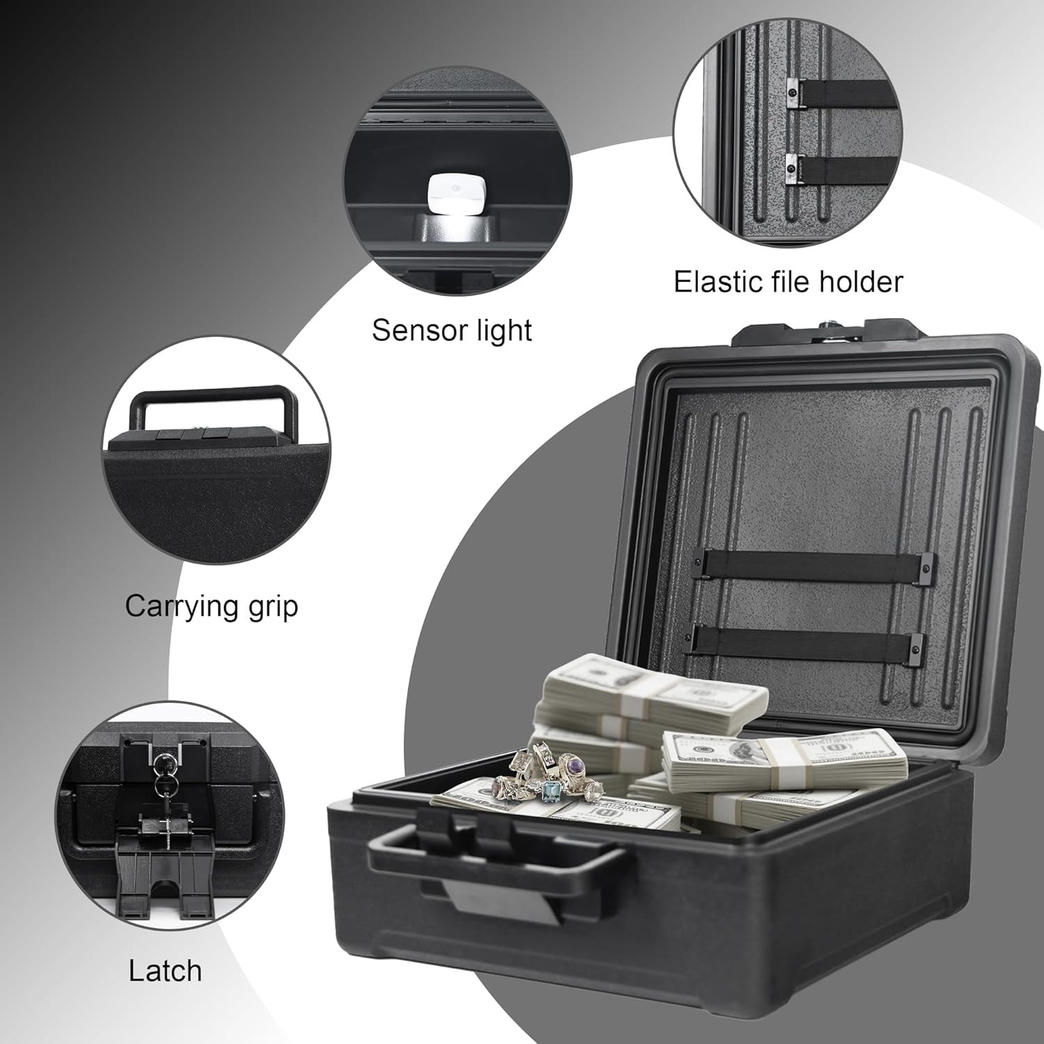 Fireproof Document Box with Key Lock – Large Portable Fire Safe for Home