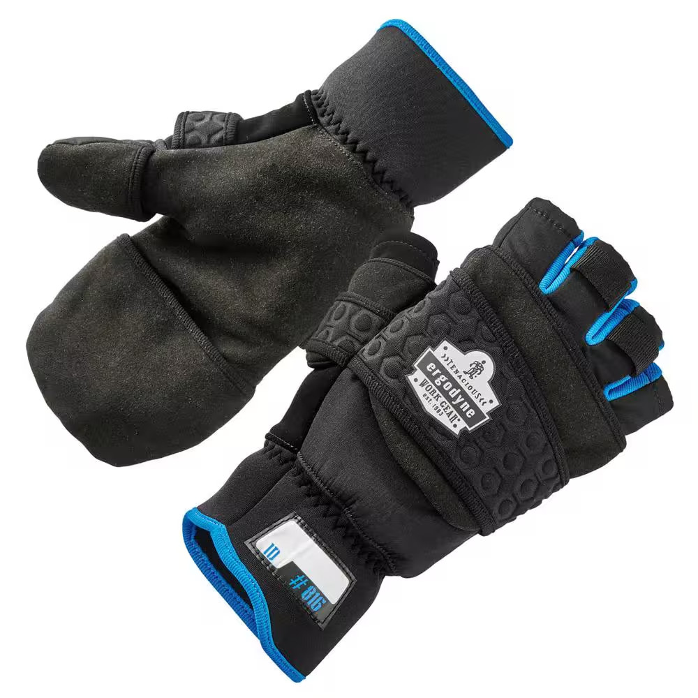 Proflex 816 XL Black Thermal Flip-Top Gloves