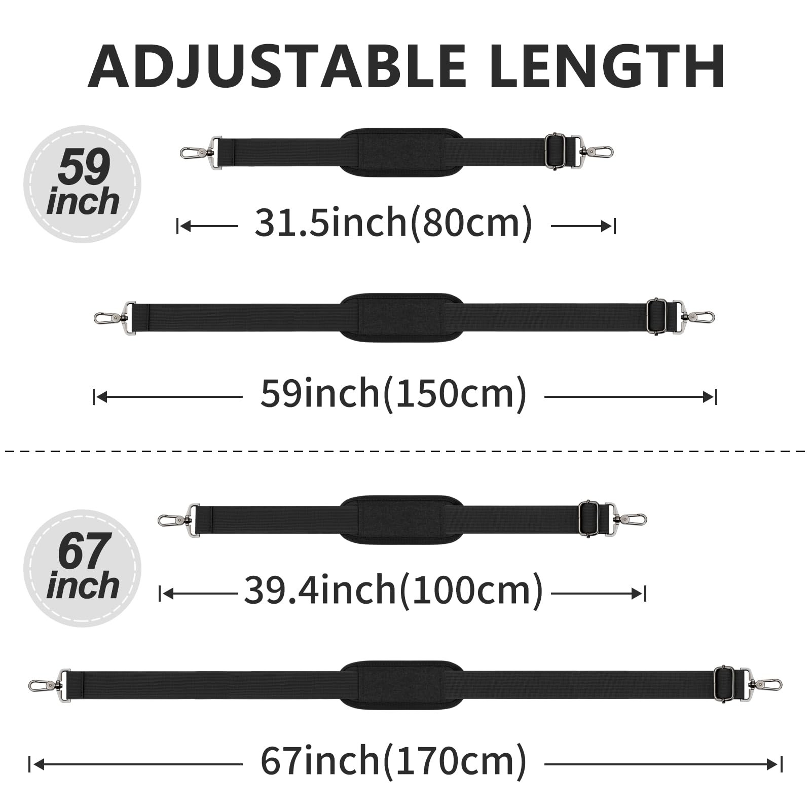 59 Inch Shoulder Strap for Bag, Adjustable Soft Padded Replacement Purse Strap..