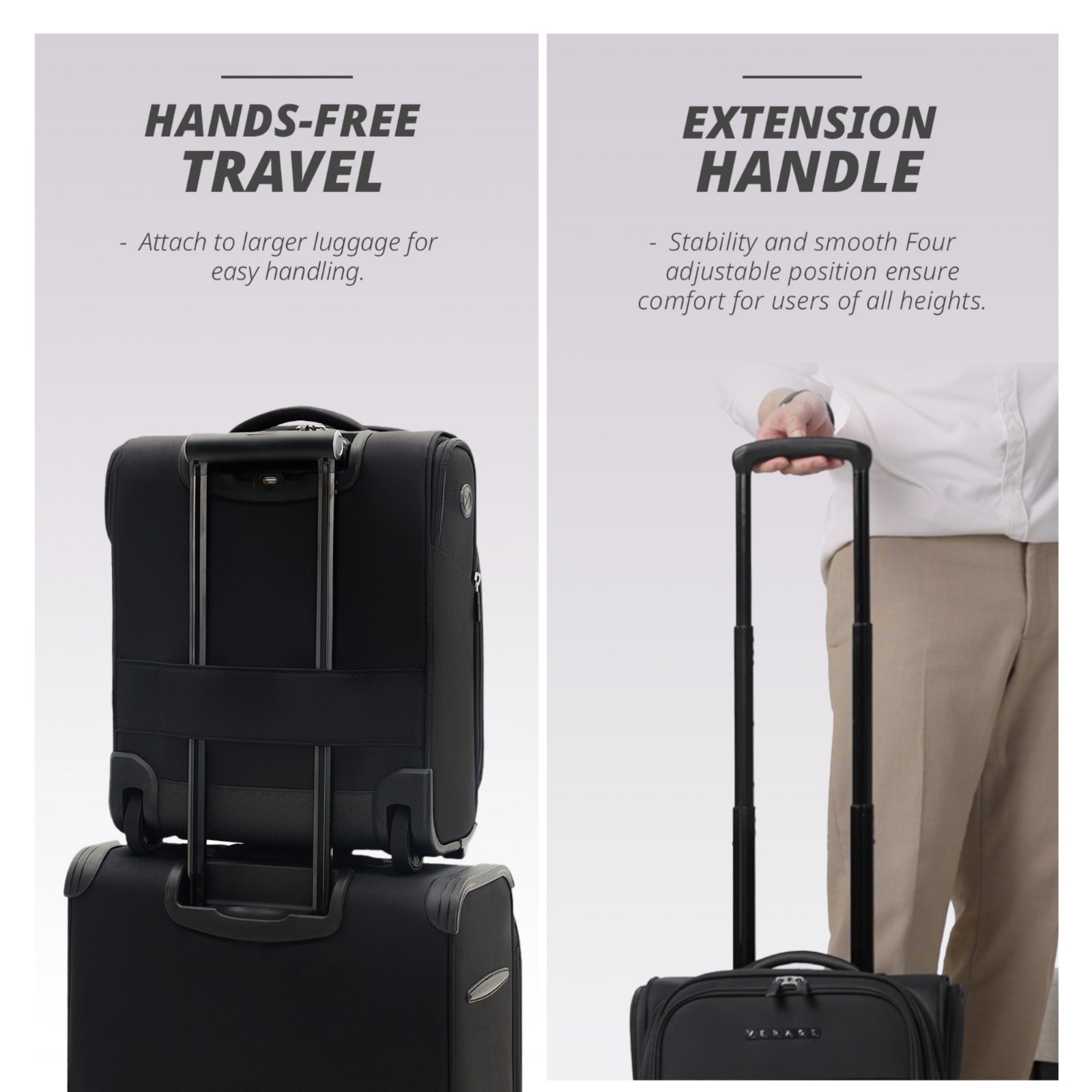 Verage 16 In Rolling Underseat Luggage with Wheels, Softside Expanable Suitcase
