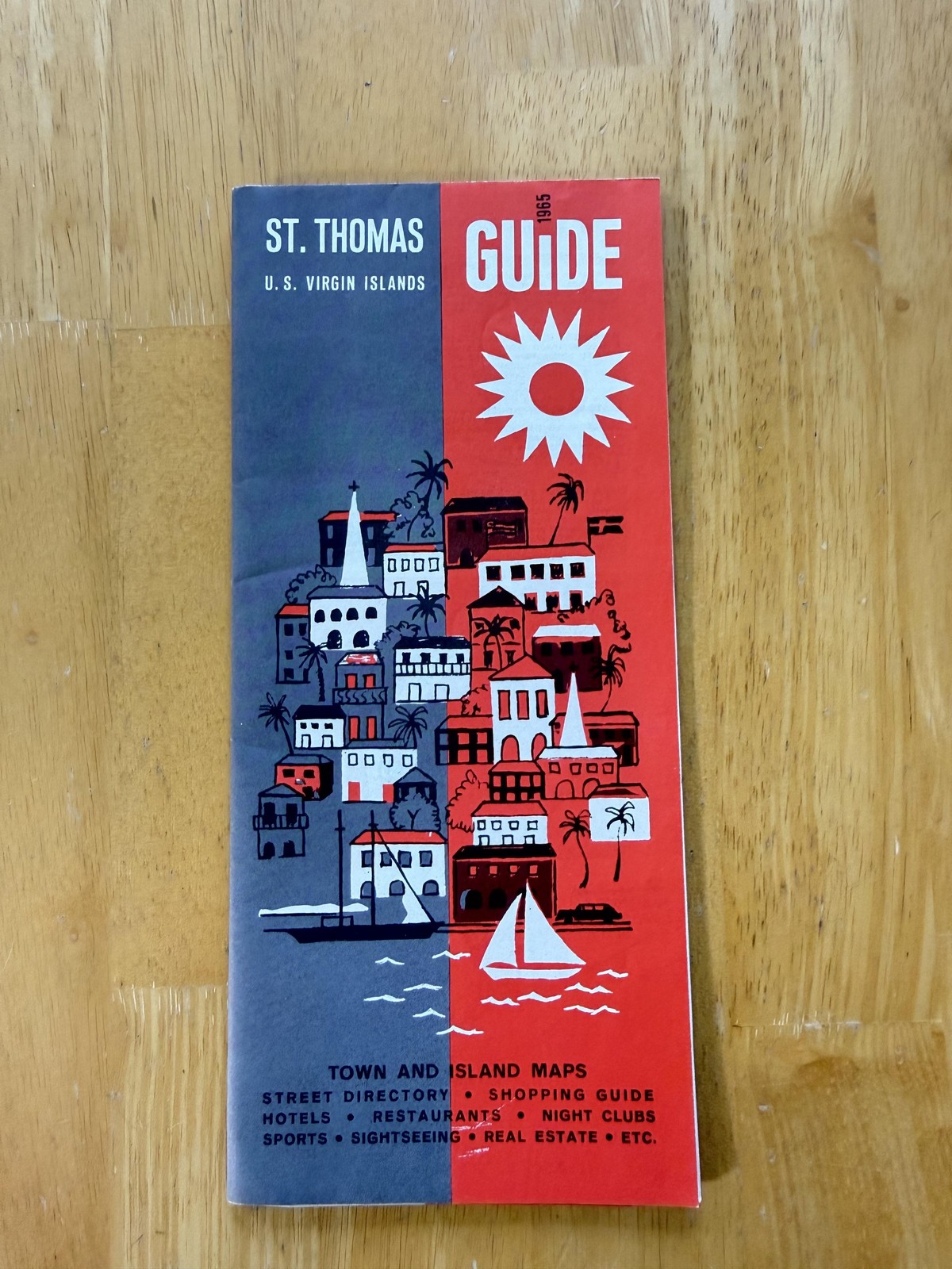 Vintage 1965 St Thomas U.S. Virgin Islands Guide Travel Map Folded Brochure
