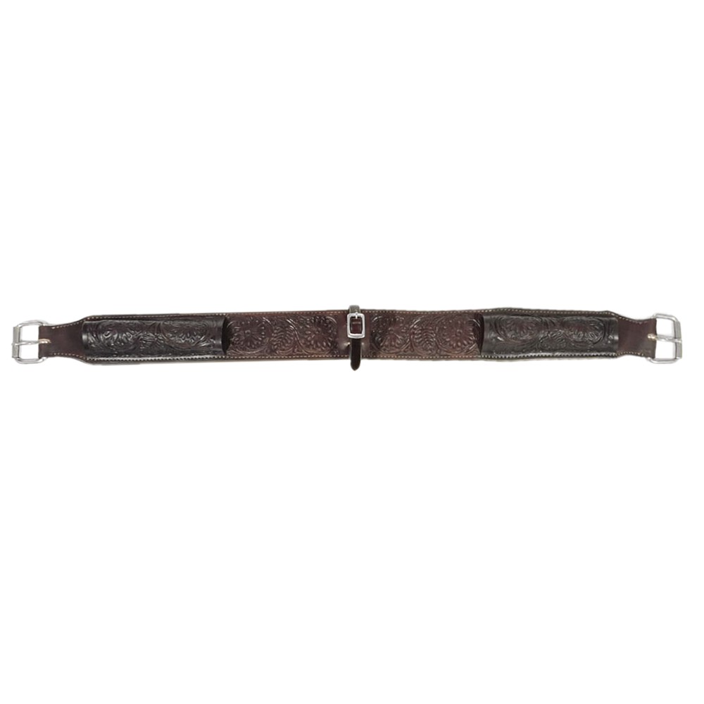 HILASON Western Horse Saddle Cinch Girth Genuine Leather Tan Floral Hand Carved