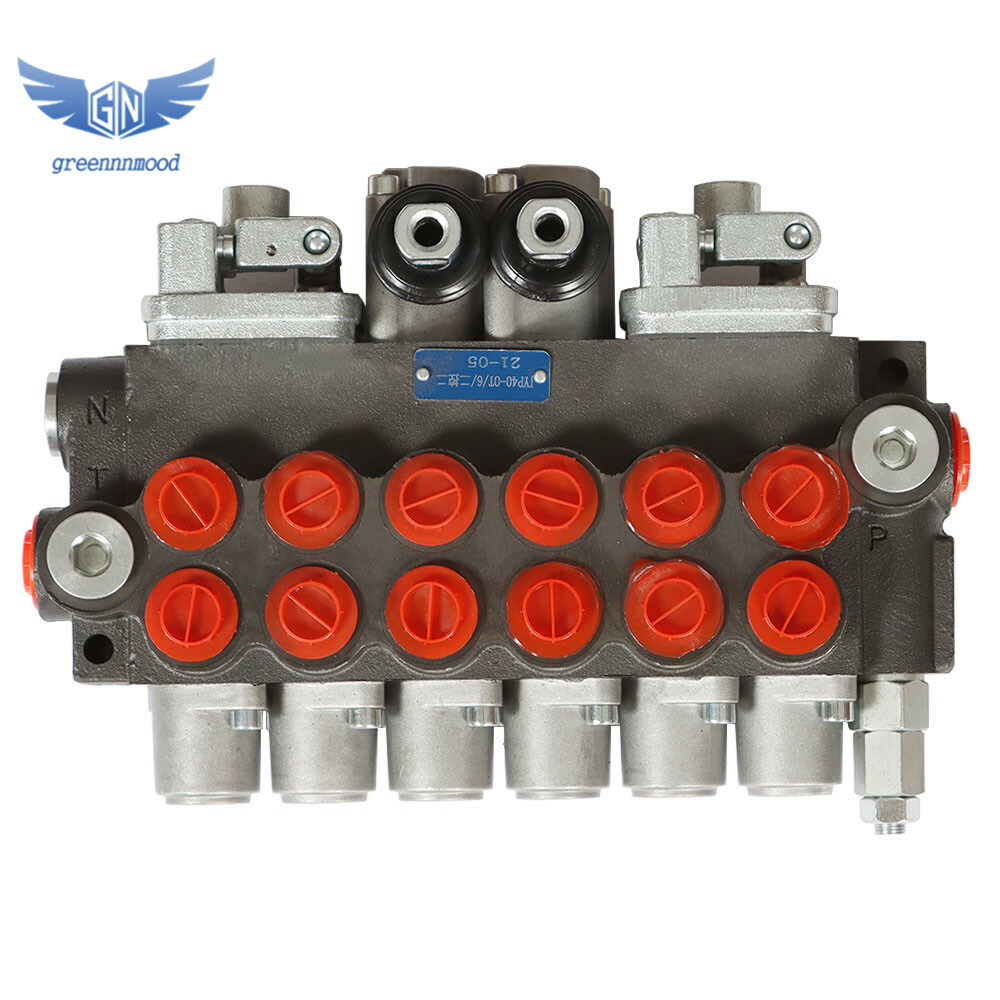 Hydraulic Backhoe Directional Control Valve w/ 2 Joysticks, 6 Spool, 11 GPM