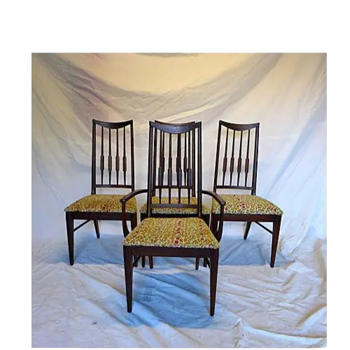 Mid-Century Reed-Back Dining Chairs - Set of 4