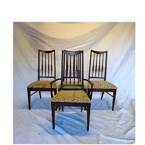 Mid-Century Reed-Back Dining Chairs - Set of 4