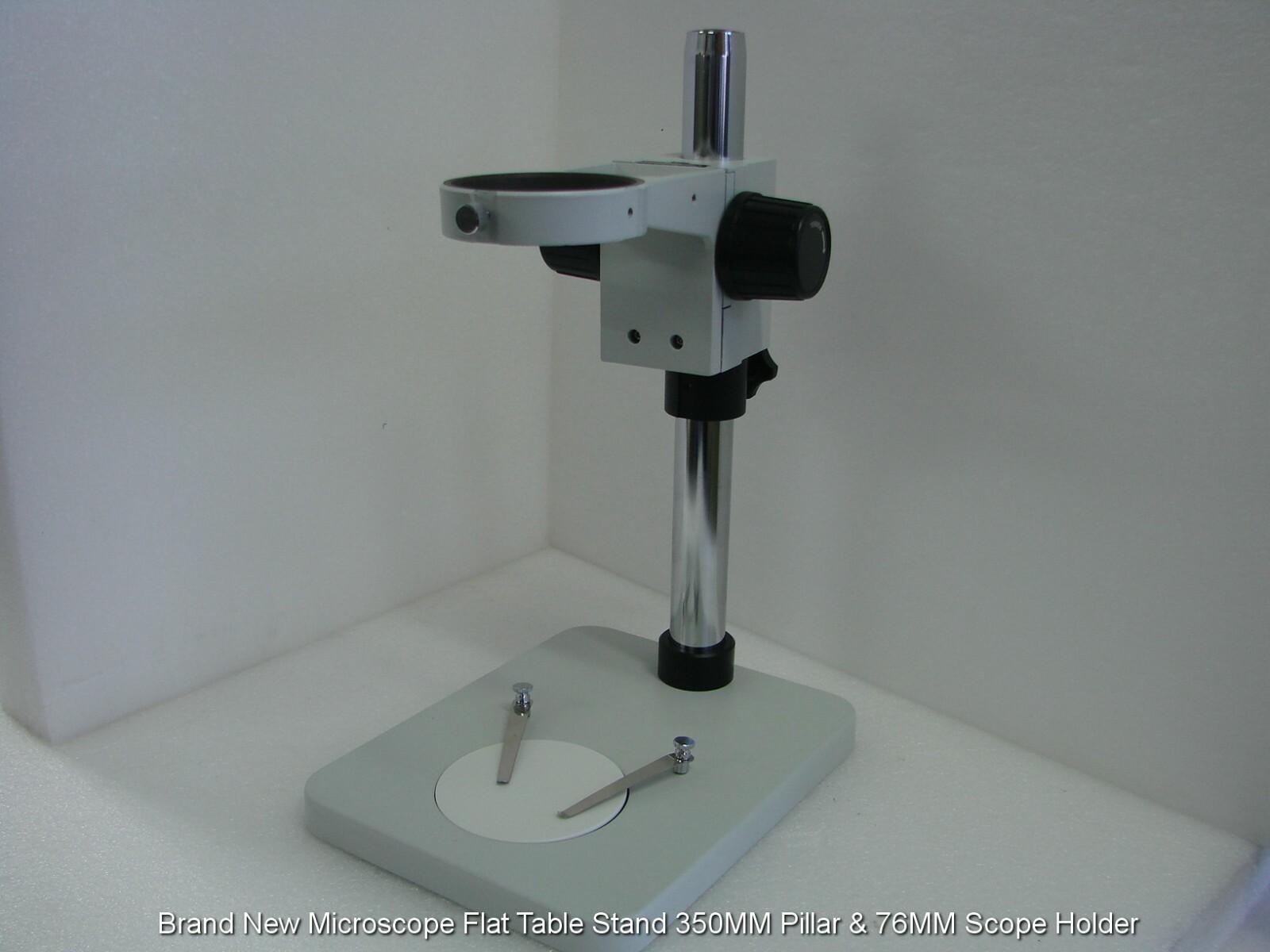 Brand New Microscope Flat Table Stand 350MM Pillar & 76MM Scope Holder