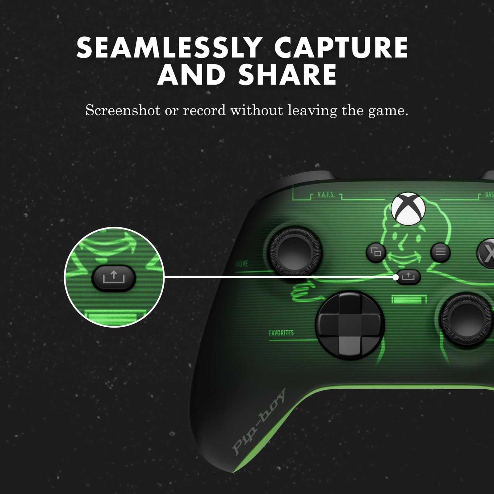 Xbox Wireless Gaming Controller – Fallout Pip-Boy Edition – Play Large, Black