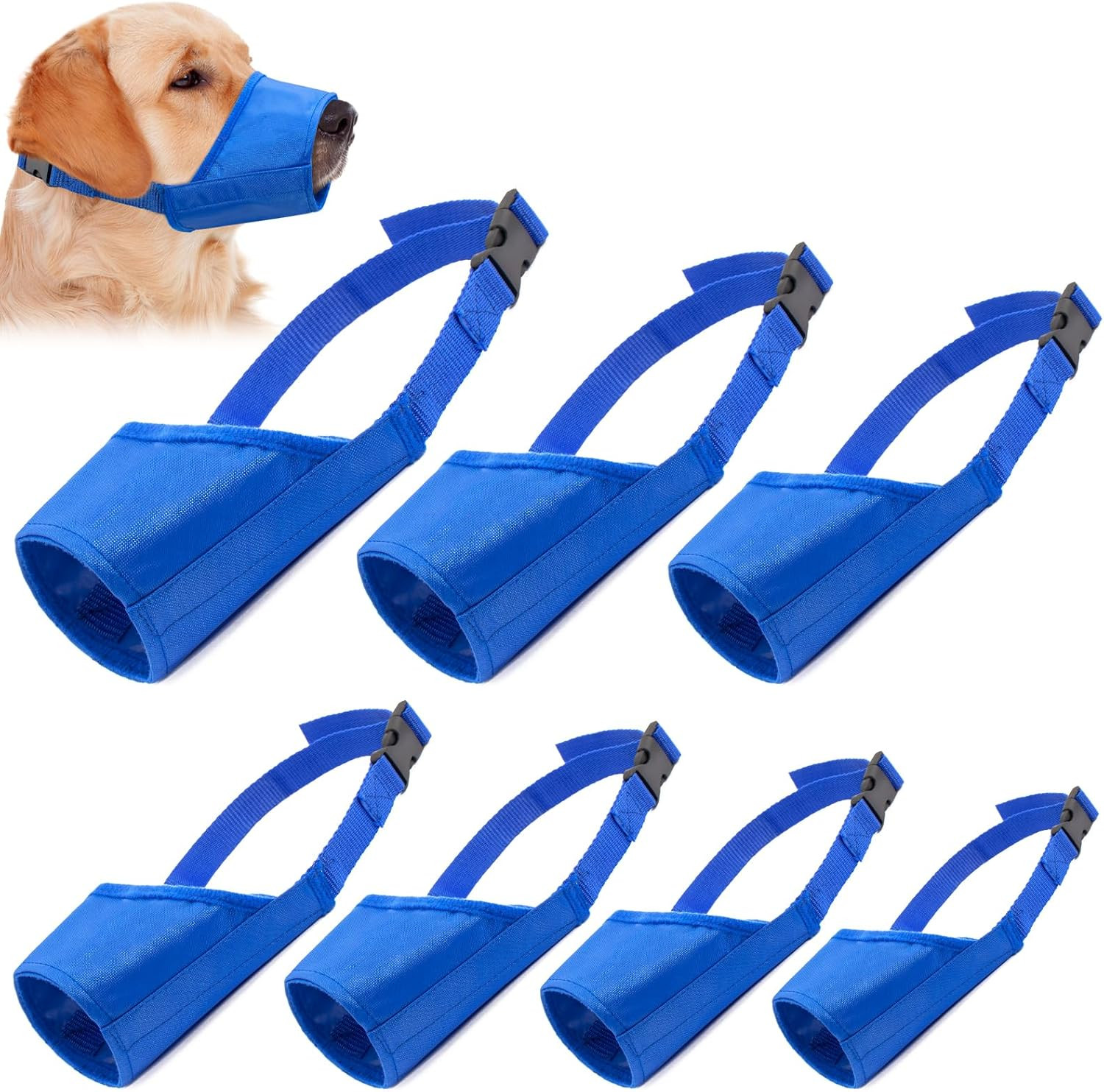 Dog Muzzle Suit 7PCS Muzzles for Biting Barking Chewing, Adjustable Dog Mouth Co
