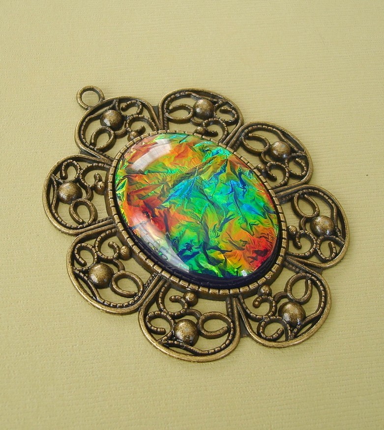 2- Antique Bronze Filigree Pendant Cabochon Settings.