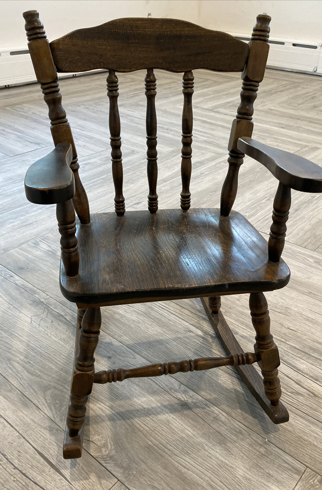 Vintage Wooden Child's Rocking Chair 1970's 25" H 16" W 22" Rockers
