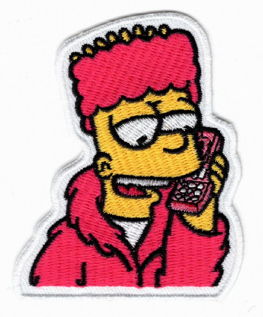 Bart Simpson Phone Embroidered 3.0 inch Iron on Sew on Patch