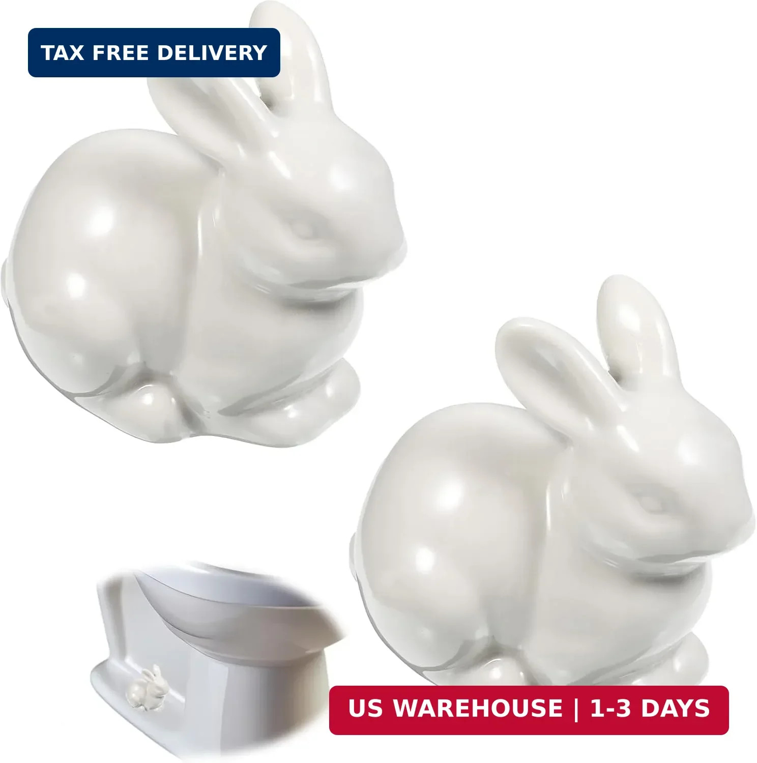 2 Pcs Ceramic Toilet Bolt Covers Rabbit Shaped Bolt Covers Cute Toilets Screw Co